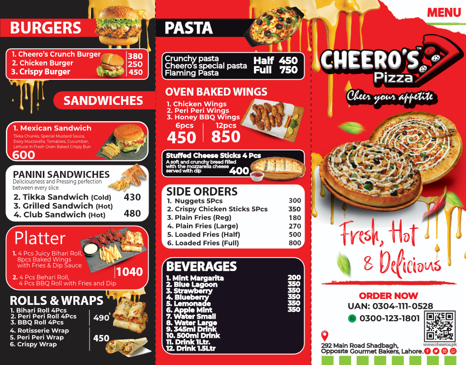 Cheeros Menu Front